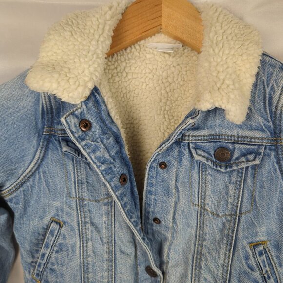 Cat & Jack Cropped Jean Jacket with Faux Fur Lining - Picture 3 of 6
